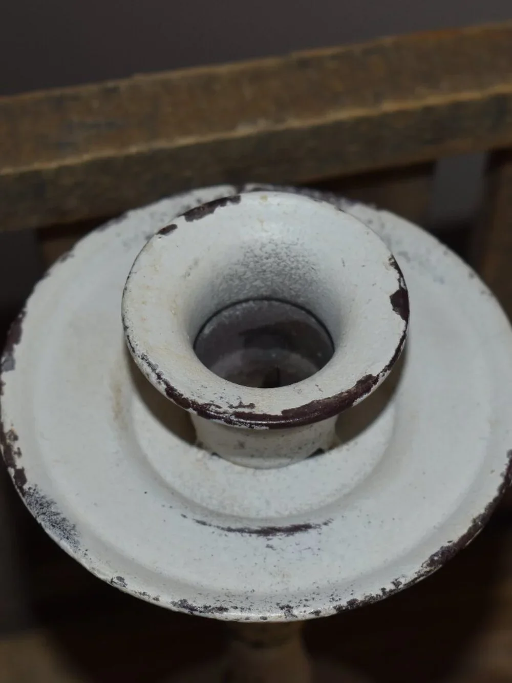Vintage Shabby Chic Distressed White Iron Metal Candle Holder Farmhouse Decor